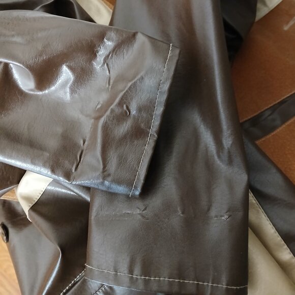 RAVE Vintage Jacket M Patchwork Vegan Faux Leather Lined Button Front - Picture 13 of 13